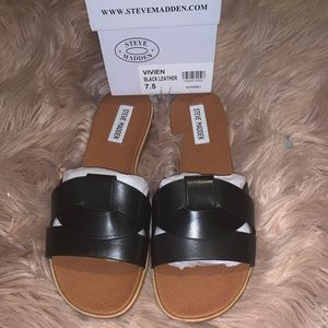 Steve Madden Vivien Sandals in Black Leather 7.5